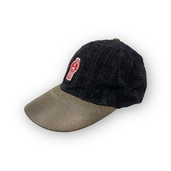 Vintage Kenworth Trucks Corduroy Strapback Hat Cap Black Tan OSFM - Picture 2 of 8